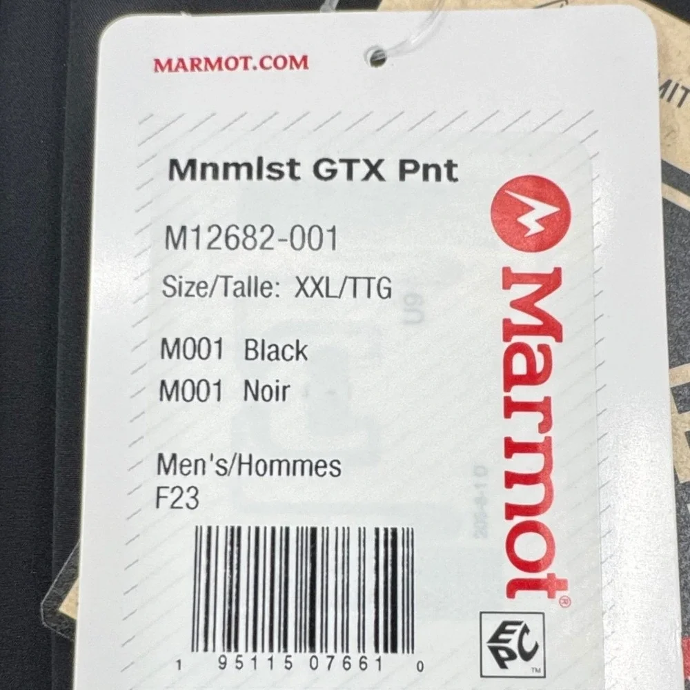 Marmot‎ Minimalist GORE-TEX Rain Pants Mens XXL Black Mnmlst GTX Pnt M12682 NWT